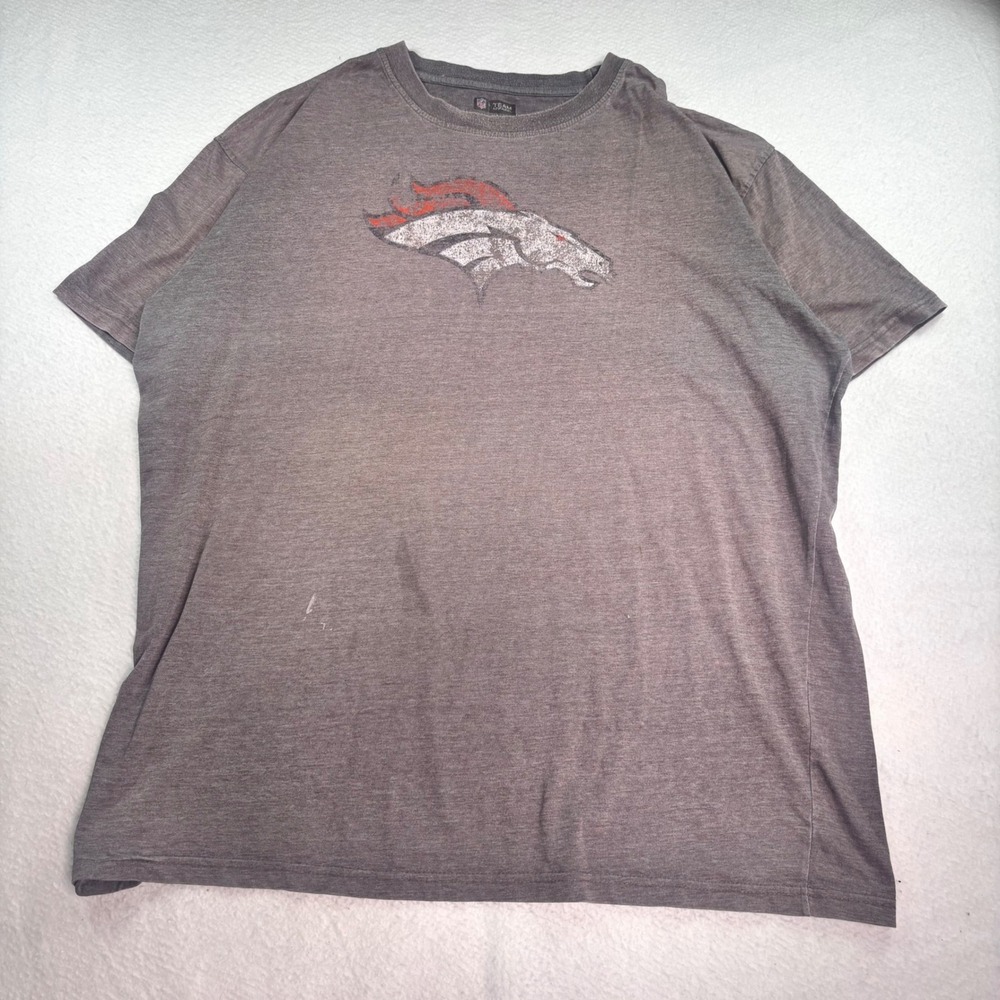 Denver Broncos NFL Team Apparel T‎ Shirt Mens 3XT Gray Distressed Football Tee